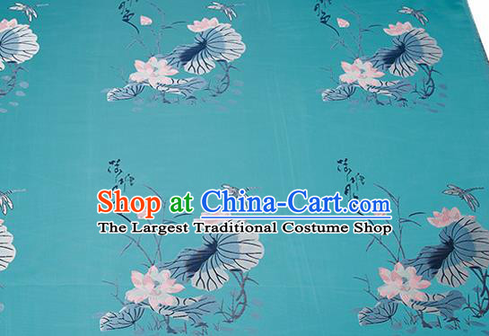 Chinese Traditional Green Brocade Fabric Asian Embroidery Lotus Pattern Design Satin Cushion Silk Fabric Material