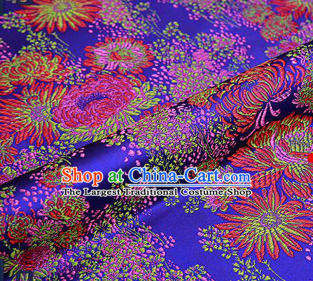 Traditional Chinese Purple Brocade Drapery Classical Fireworks Pattern Design Satin Table Flag Silk Fabric Material