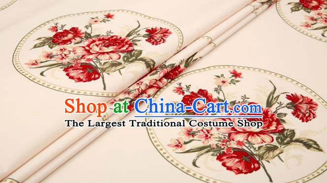 Traditional Chinese Brocade Drapery Classical Red Peony Pattern Design Satin Cushion Silk Fabric Material