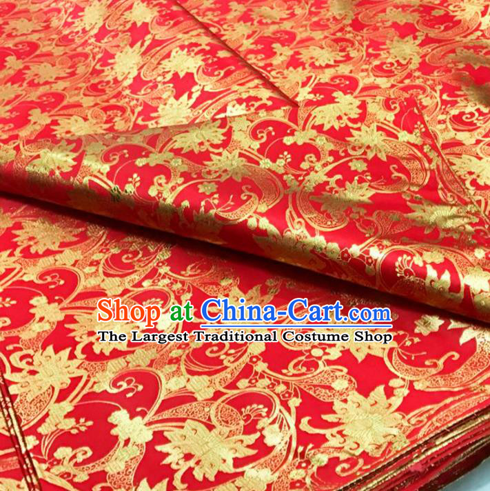 Traditional Chinese Red Brocade Drapery Classical Peony Pattern Design Satin Qipao Silk Fabric Material