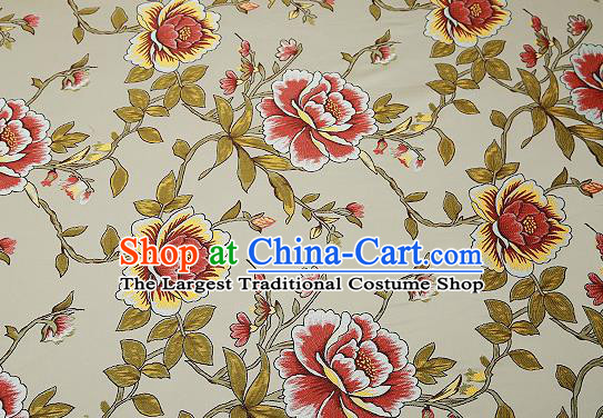 Traditional Chinese Light Blue Satin Brocade Drapery Classical Embroidery Peony Pattern Design Cushion Silk Fabric Material