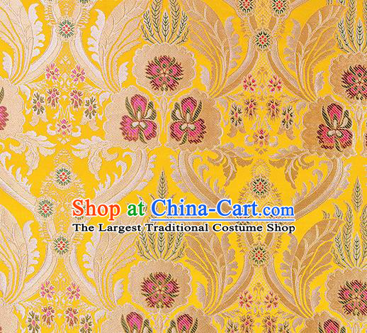 Traditional Chinese Tang Suit Yellow Nanjing Brocade Material Silk Fabric Classical Pattern Design Satin Drapery