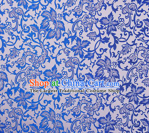 Chinese Traditional Cheongsam Blue Nanjing Brocade Material Silk Fabric Classical Pattern Design Satin Drapery