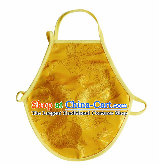 Chinese Classical Embroidered Dragon Brocade Bellyband Traditional Baby Yellow Silk Stomachers for Kids