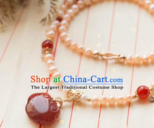 Traditional Chinese Handmade Pearls Necklace Ancient Necklet Accessories for Women