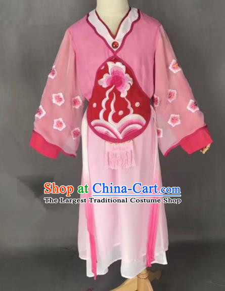 Chinese Traditional Peking Opera Maidservants Pink Costumes Ancient Mui Tsai Dress for Adults