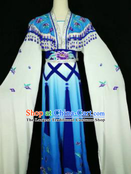 Chinese Traditional Peking Opera Costumes Ancient Nobility Lady Blue Dress for Adults