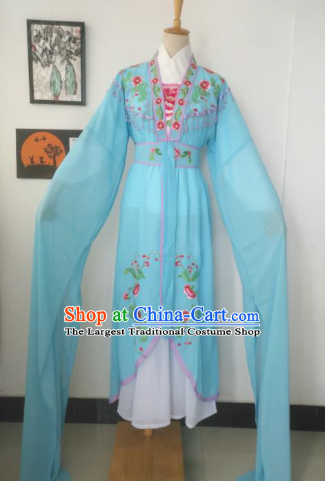 Chinese Traditional Peking Opera Costumes Ancient Court Maid Blue Dress for Adults