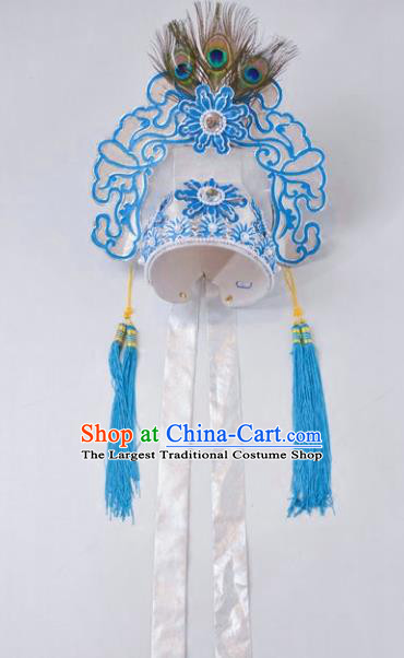 Chinese Traditional Peking Opera Niche Scholar White Hat Headwear for Adults