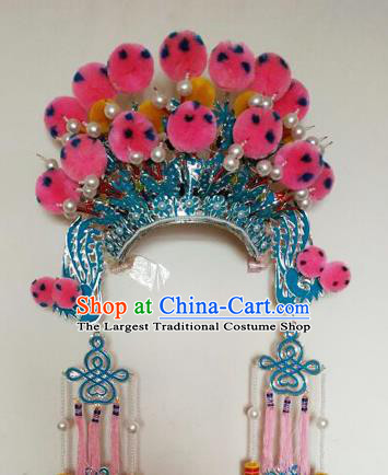 Chinese Traditional Peking Opera Blues Hat Ancient Female General Headwear for Adults