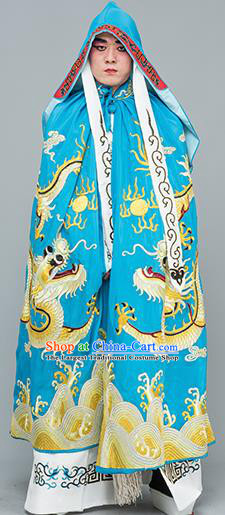 Chinese Traditional Peking Opera Takefu Costume Ancient Changing Faces Blue Cloak for Adults