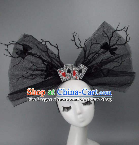 Top Grade Handmade Halloween Cosplay Hair Accessories Bride Black Veil Hair Clasp Headwear for Women
