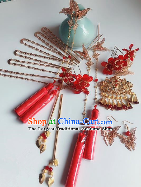 Handmade Chinese Ancient Hair Accessories Hanfu Wedding Hairpins Complete Set for Women
