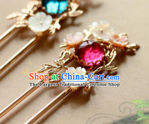 Chinese Traditional Handmade Shell Flowers Hair Clip Hair Accessories Ancient Hairpins for Women