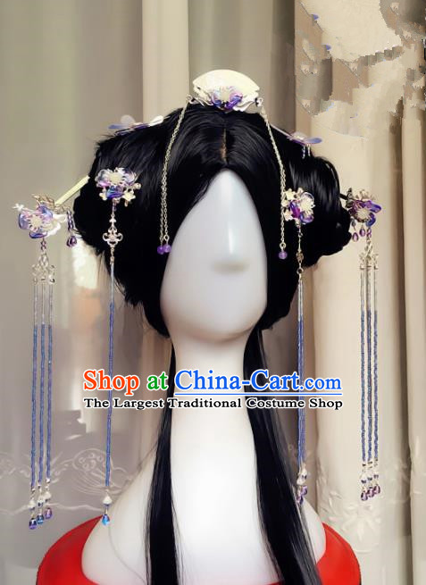 Chinese Handmade Ancient Hair Accessories Hanfu Tassel Step Shake Hairpins for Women