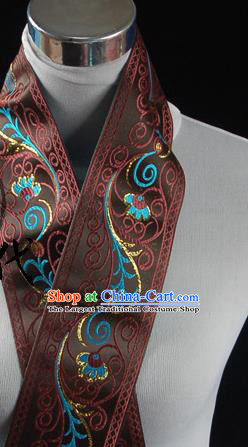Traditional Chinese Handmade Brocade Belts Ancient Brown Brocade Embroidered Lace Trimmings Accessories