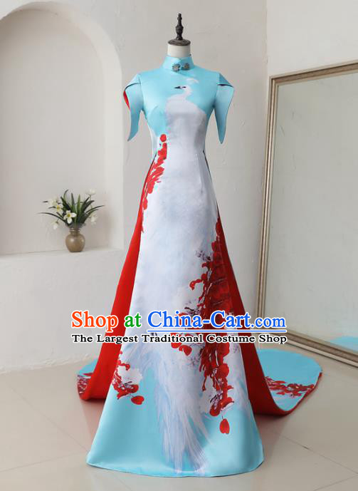 Chinese Classical Catwalks Costumes Traditional Cheongsam Trailing Full Dress for Women