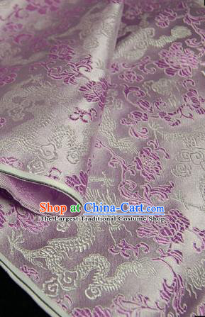 Asian Chinese Traditional Tang Suit Fabric Lilac Brocade Silk Material Classical Dragon Pattern Design Drapery