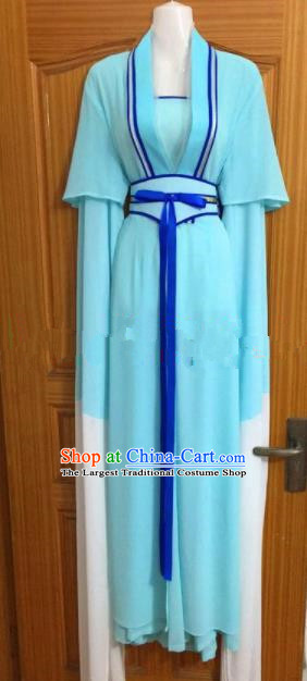 Chinese Traditional Beijing Opera Maidservants Blue Dress Ancient Mui Tsai Costumes for Poor