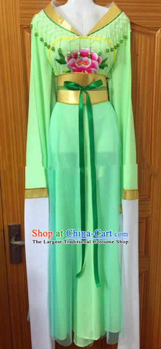 Chinese Traditional Beijing Opera Mui Tsai Green Dress Ancient Peri Embroidered Costumes for Rich