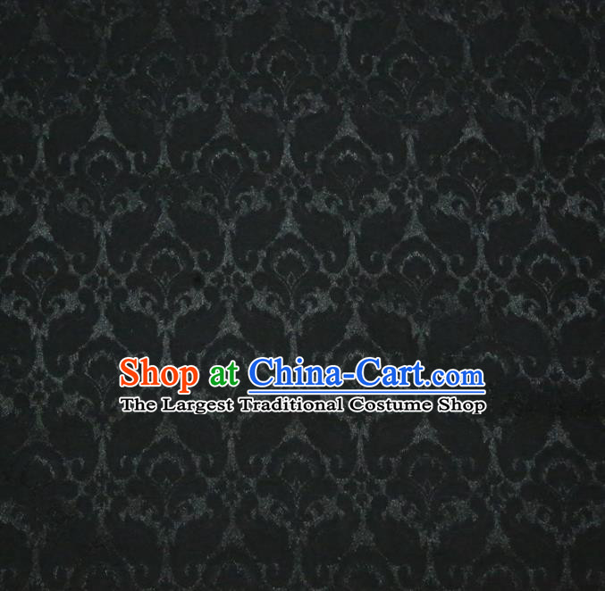 Chinese Royal Black Brocade Palace Pattern Satin Traditional Silk Fabric Chinese Fabric Asian Material