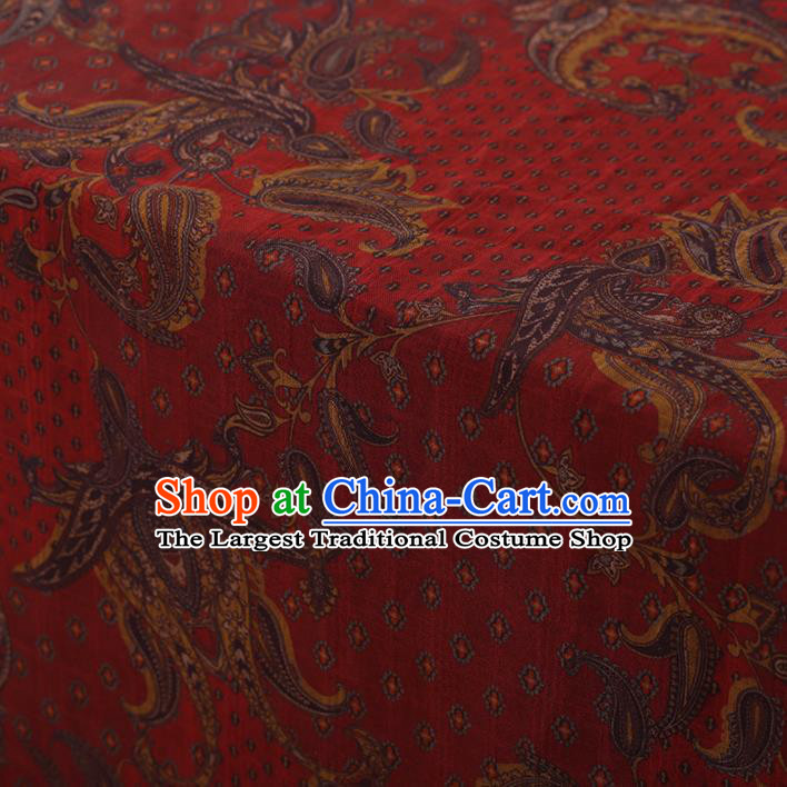 Chinese Traditional Cheongsam Silk Fabric Palace Pattern Red Satin Plain Gambiered Guangdong Gauze