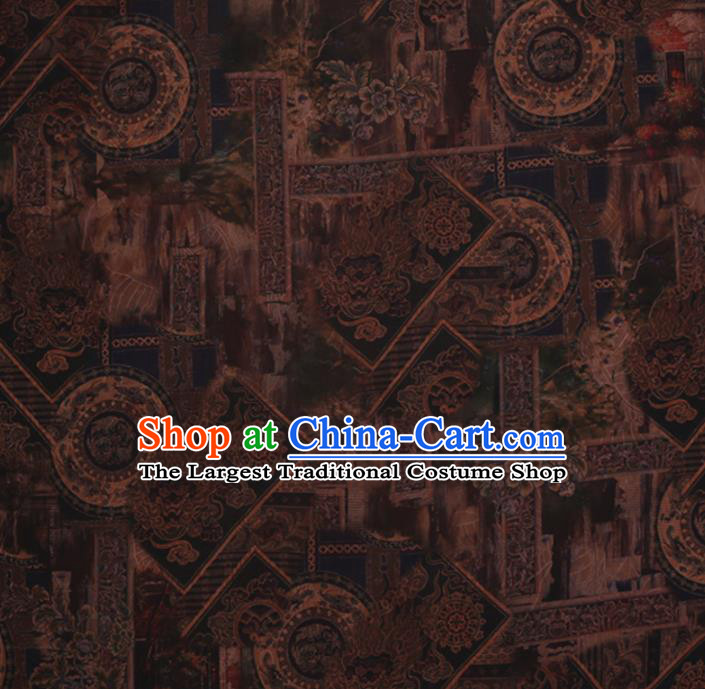 Chinese Traditional Cheongsam Silk Fabric Palace Pattern Brown Satin Plain Gambiered Guangdong Gauze
