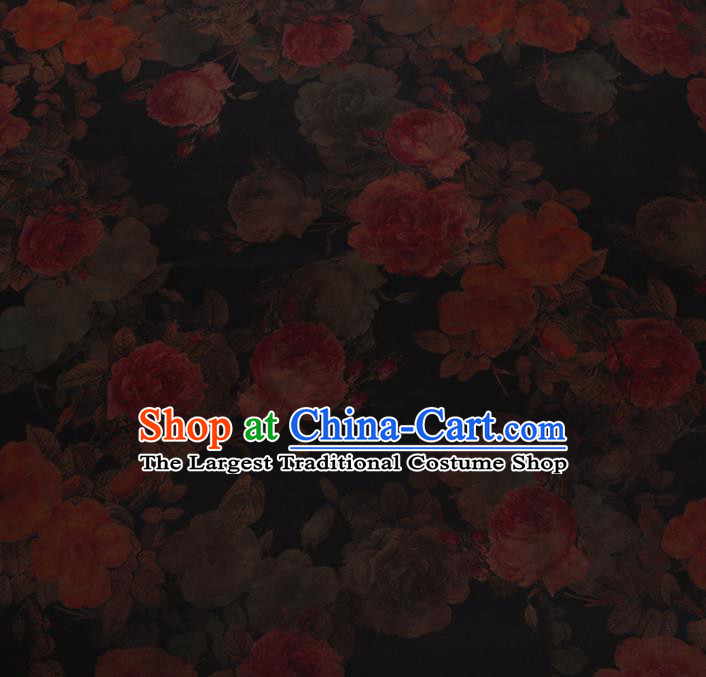 Chinese Traditional Cheongsam Palace Peony Pattern Crepe Satin Plain Gambiered Guangdong Gauze Silk Fabric