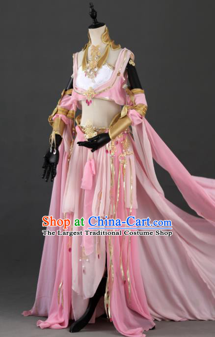 Traditional Chinese Cosplay Nobility Lady Pink Hanfu Dress Ancient Peri Princess Costume for Women
