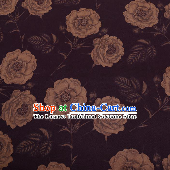 Chinese Traditional Cheongsam Purple Silk Fabric Palace Peony Pattern Jacquard Satin Plain Gambiered Guangdong Gauze