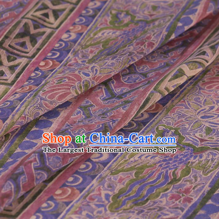 Chinese Traditional Silk Fabric Classical Pattern Lilac Satin Plain Cheongsam Drapery Gambiered Guangdong Gauze