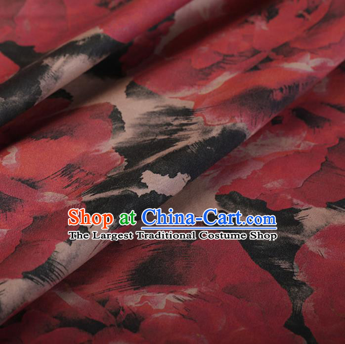 Chinese Traditional Silk Fabric Classical Pattern Red Satin Plain Cheongsam Drapery Gambiered Guangdong Gauze