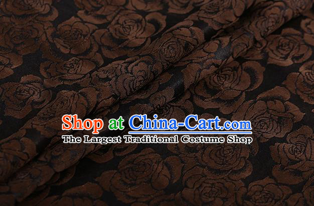 Chinese Classical Silk Fabric Traditional Golden Roses Pattern Satin Plain Cheongsam Drapery Gambiered Guangdong Gauze