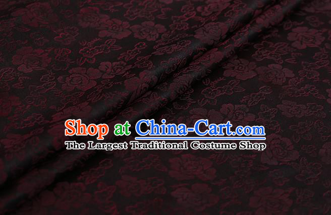 Chinese Classical Silk Fabric Traditional Red Roses Pattern Satin Plain Cheongsam Drapery Gambiered Guangdong Gauze