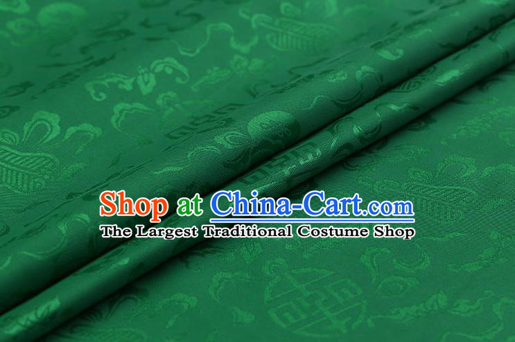 Traditional Chinese Green Brocade Palace Cucurbit Ribbon Pattern Satin Plain Cheongsam Silk Drapery