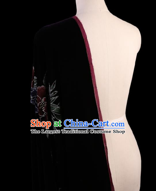 Chinese Traditional Wine Red Velvet Fabric Palace Pattern Cheongsam Pleuche Silk Drapery