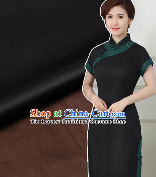 Chinese Traditional Brocade Fabric Palace Pattern Satin Plain Cheongsam Black Silk Drapery