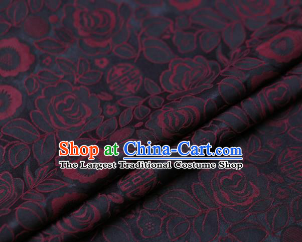 Chinese Traditional Gambiered Guangdong Gauze Fabric Palace Red Peony Pattern Satin Plain Cheongsam Silk Drapery