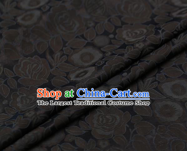 Chinese Traditional Gambiered Guangdong Gauze Fabric Palace Grey Peony Pattern Satin Plain Cheongsam Silk Drapery