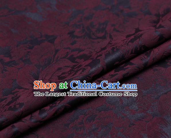 Chinese Traditional Cheongsam Silk Drapery Gambiered Guangdong Gauze Fabric Palace Red Peony Pattern Satin Plain