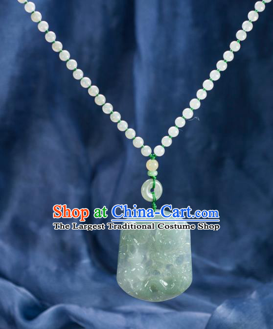 Chinese Traditional Jewelry Accessories Ancient Jade Carving Dragon Necklace Jadeite Pendant