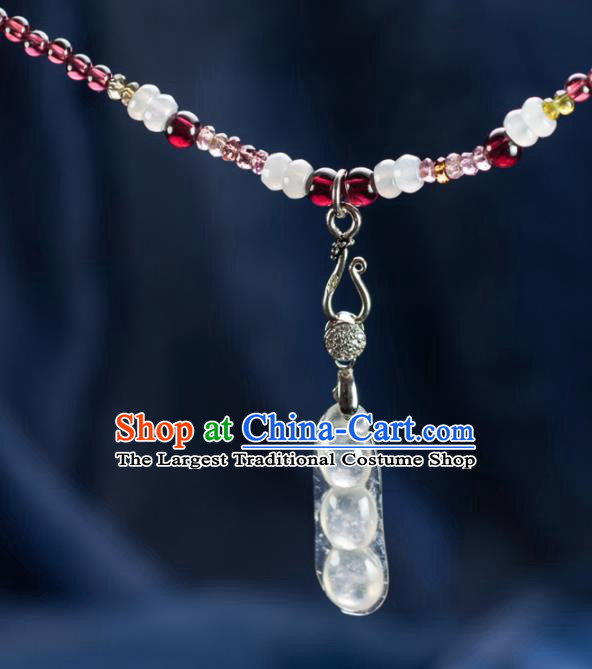 Chinese Traditional Jewelry Accessories Ancient Ice Jade Pea Necklace Jadeite Pendant