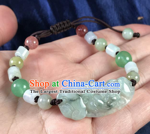 Chinese Traditional Accessories Ancient Handmade Jade Pi Xiu Bracelet for Women
