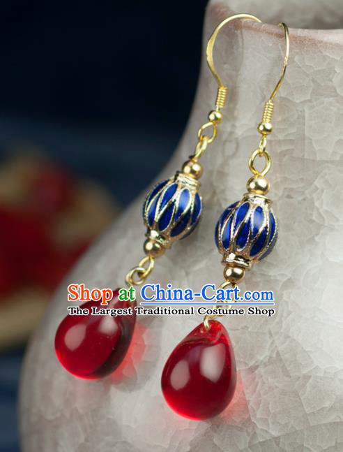 Chinese Traditional Jewelry Accessories Ancient Hanfu Cloisonne Earrings for Women