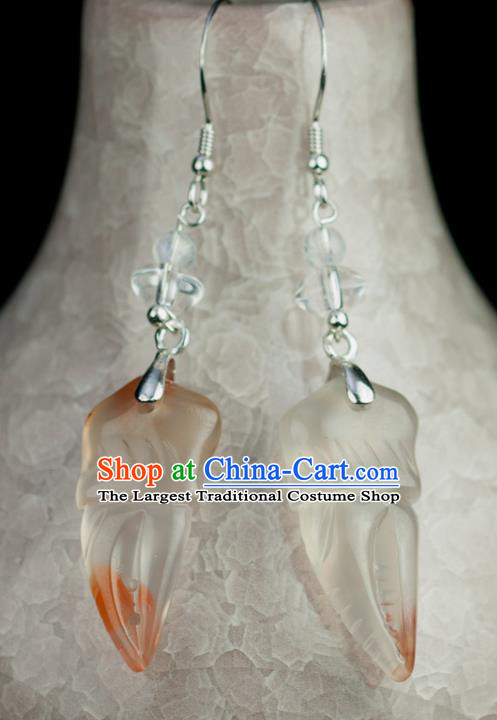 Chinese Traditional Jewelry Accessories Ancient Hanfu Jadeite Crab Claw Earrings for Women