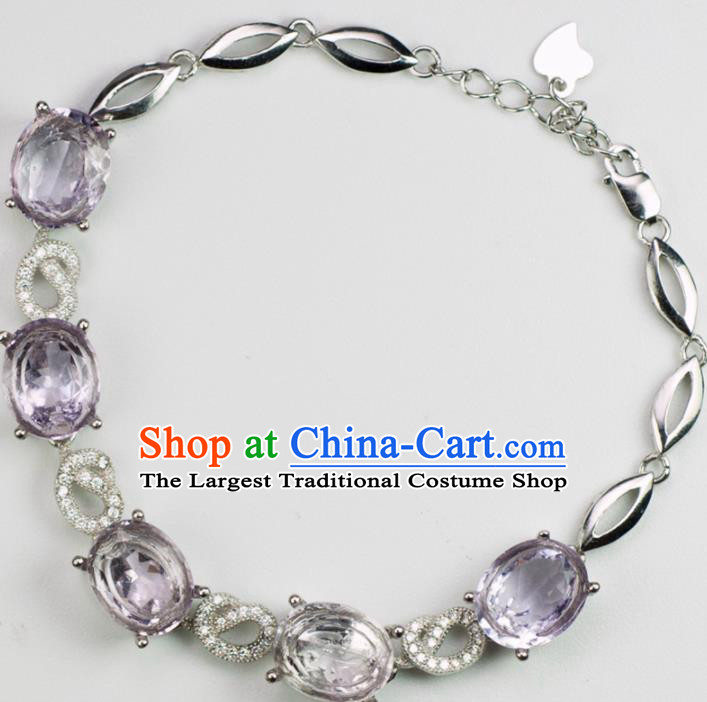 Chinese Traditional Jewelry Accessories Handmade Amethyst Bangle Ancient Hanfu Bracelet for Women