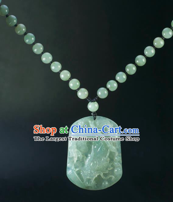 Chinese Traditional Jewelry Accessories Carving Jade Dragon Craft Handmade Jadeite Pendant