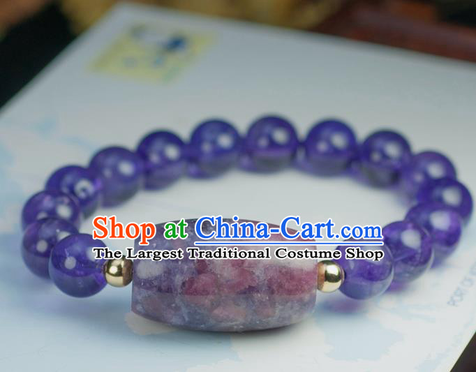 Chinese Traditional Accessories Ancient Handmade Amethyst Beads Bracelet for Women