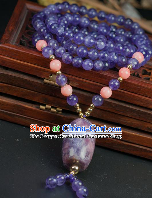 Chinese Traditional Jewelry Accessories Ancient Hanfu Amethyst Necklace for Women