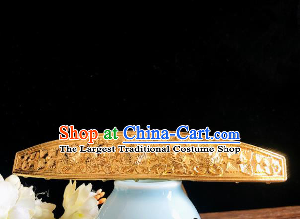 Chinese Classical Hair Accessories Traditional Ancient Hanfu Carving Golden Hairpins for Women